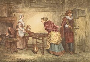 Royalists seeking refuge in the house of a Puritan, engraved by J.D. Cooper